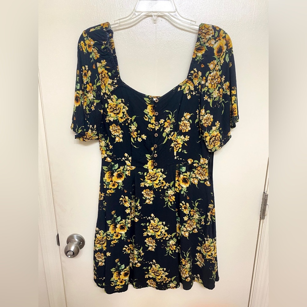 Large Altar’d State mini dress black floral print with button top